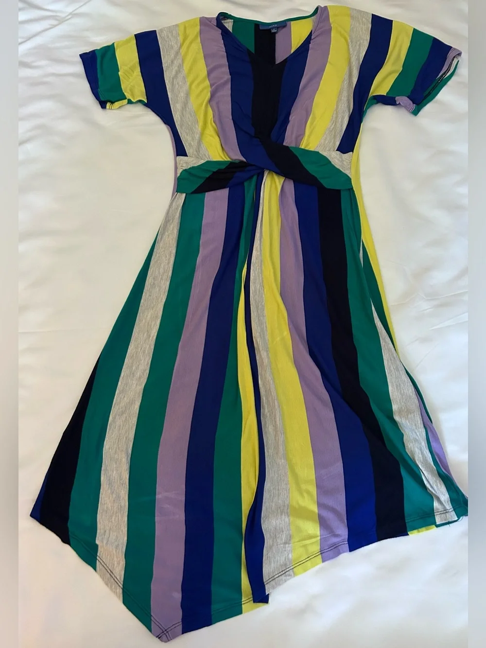 Apt. 9 Striped Twist Front Dress With Asymmetrical Hem Size Small